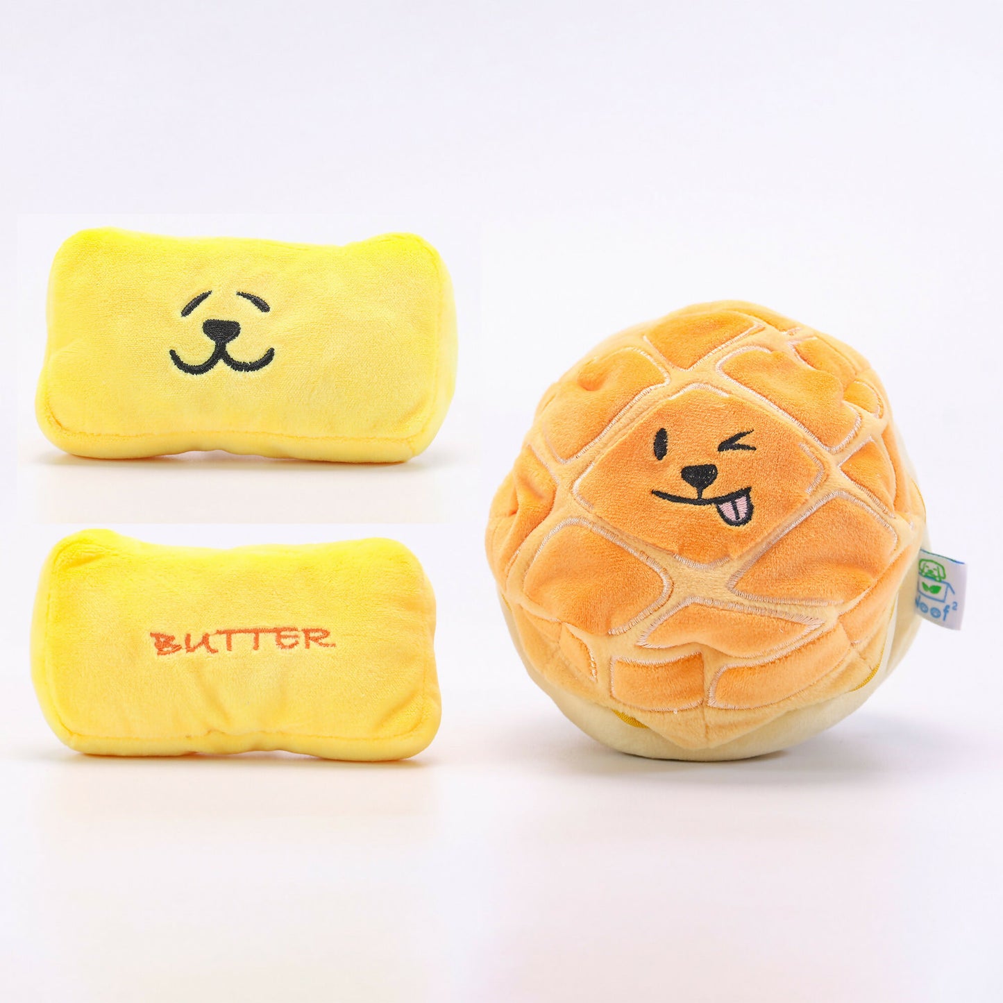 Woof² Buttered Pineapple Bun 2-in-1 Plush Dog Toy