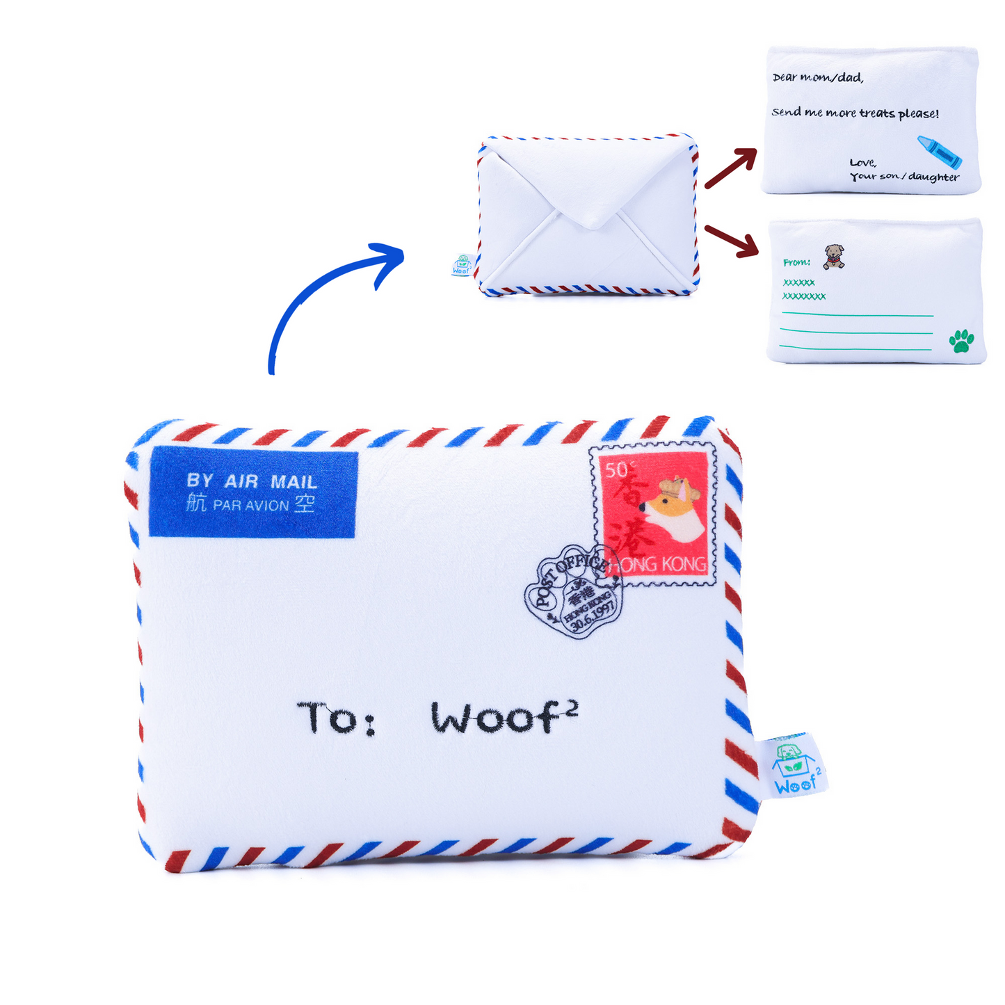 Woof² | Hong Kong Airmail Letter Nosework Soft Plush Pet Toy