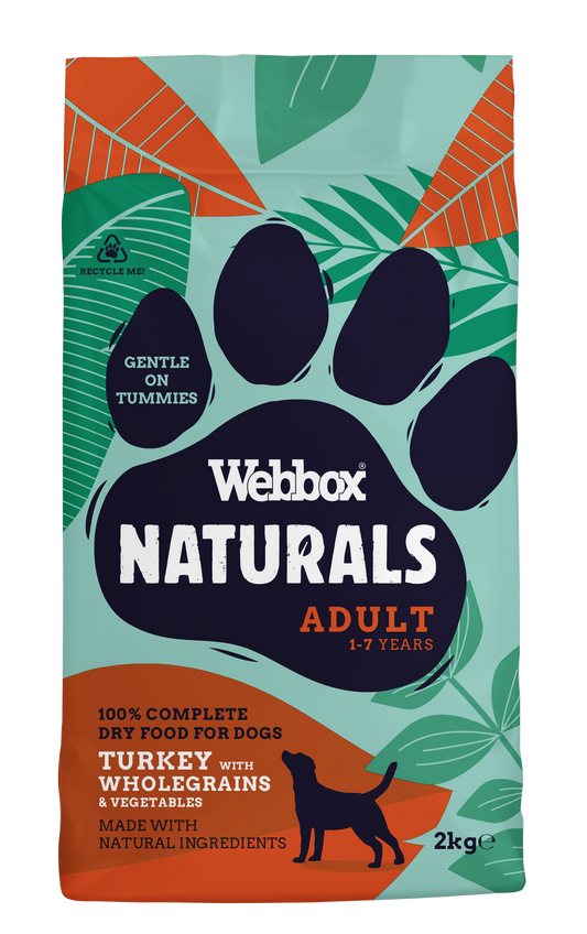 Webbox Naturals Adult Kibble - TURKEY with Wholegrain and vegetables 2KG